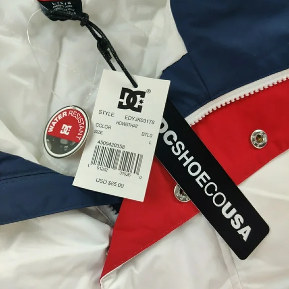DC SHOE CO USA water Resistant Men Large Jacket Red White Blue - Picture 7 of 12